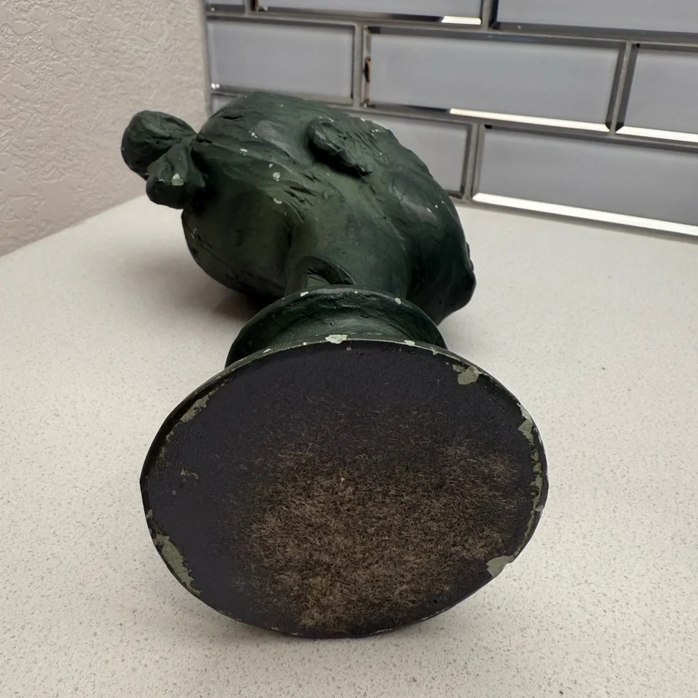 Vintage Fred Press Bust Sculpture Ballerina Woman Mid-Century Green Chalkware - Picture 10 of 14